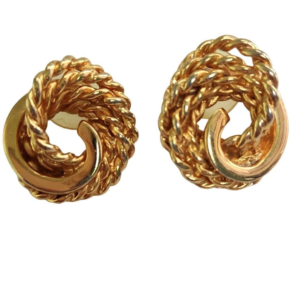 Vintage Rope Twist Wreath Stud Button Earrings